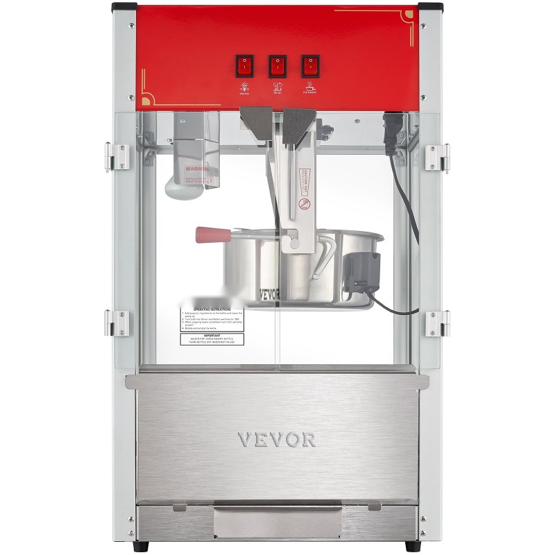 Popcornkone pöytämalli 1440 watin 12 unssin kattila jopa 80 kuppia karkaistu lasi