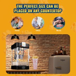 Pöytämallinen popcorn-kone 300 wattia 2,5 unssin kattila musta sisävalolla