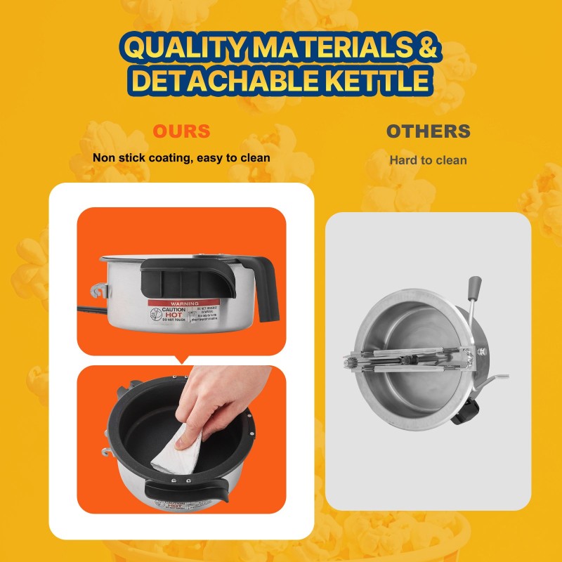 Pöytämallinen popcorn-laite 480 wattia 0,12 litran kattila 5,7 litran erä musta