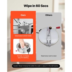 Pöytämallinen popcorn-kone 304 ruostumaton teräs 0,2 kg kattila 800W 48 kupillista