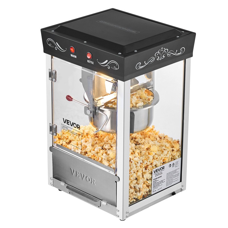 Popcorn-kone 304-ruostumaton teräs 0,2 kg kattila 800 W 48 kupillista erää kohti