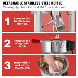 Popcorn-kone kärryllä 850 W teho 8 unssin kattila karkaistut lasiseinät punainen