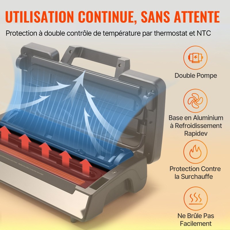 Tyhjiöpakkauskone ruostumatonta terästä 2,5 mm tiivistys 30 cm tiivistyspituus 90 kPa pusseilla