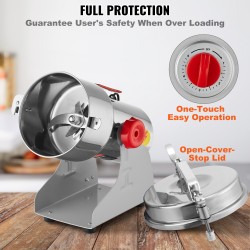 Sähköinen viljamylly 750 g ruostumaton teräs 2000W kuiville viljoille ja mausteille