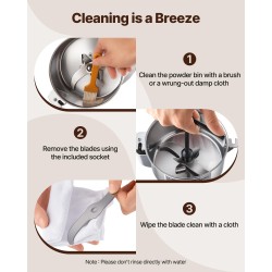 Sähköinen viljamylly ruostumatonta terästä 550 g 2000W pystymallinen kahville ja mausteille