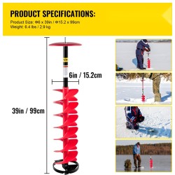 Jääkaira nylonrunko alumiiniakseli terästerät 15cm halkaisija 99cm pituus 30cm jatkovarsi jääkalastukseen