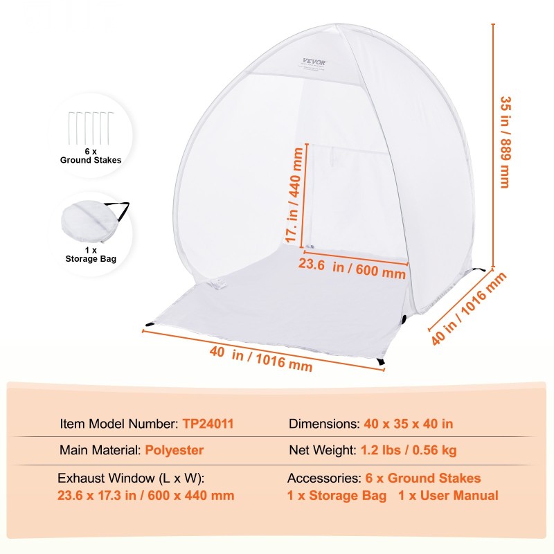 Kokoontaittuva polyesterinen maalausteltta automaattisesti avautuva poistoikkunalla 101,6×88,9×101,6 cm