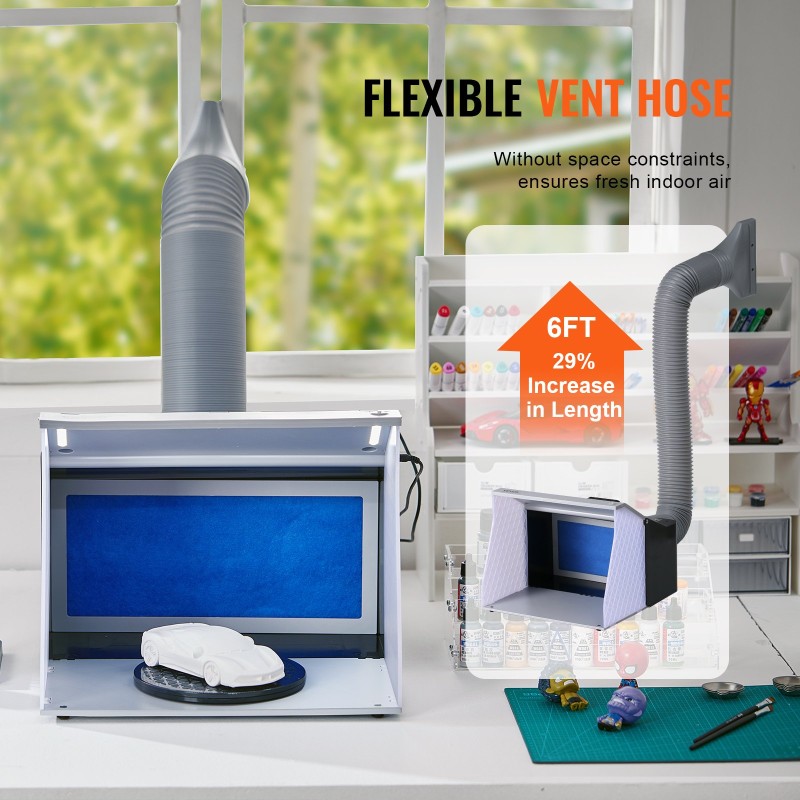 Taitettava ilmasivellinsuihkutuskoppi neljällä LED-nauhalla kaksinkertaisilla puhaltimilla 180 cm poistoletkulla pienoismallien