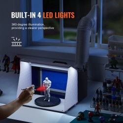 Taitettava ilmasivellinsuihkutuskoppi neljällä LED-nauhalla kaksinkertaisilla puhaltimilla 180 cm poistoletkulla pienoismallien