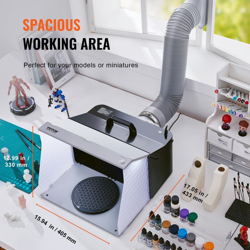 Taitettava ilmasivellinsuihkutuskoppi neljällä LED-nauhalla kaksinkertaisilla puhaltimilla 180 cm poistoletkulla pienoismallien