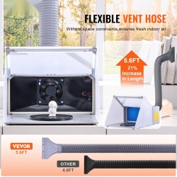 Ruiskumaalauskotelo taittuva kannettava kolmella LED-valolla ja pidennettävällä poistoletkulla pienoismalleille