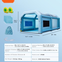 Ilmatäytteinen maalausteltta 210D oxfordkangas 8 x 4,5 x 3,3 m kahdella puhaltimella