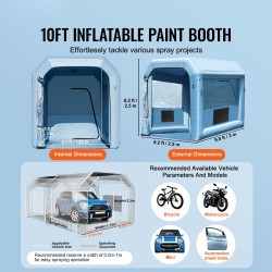 Puhallettava maalausteltta Oxford-kangasta 3 x 2.5 x 2.5 m moottoripyörille 550 W