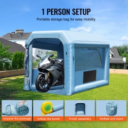 Puhallettava maalausteltta Oxford-kangasta 3 x 2.5 x 2.5 m moottoripyörille 550 W