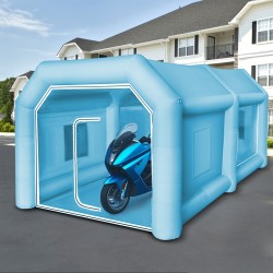 Puhallettava maalausteltta 210D Oxford-kangas PVC-muovi 4x2.5x2.2m auton maalaamiseen 2 puhallinta