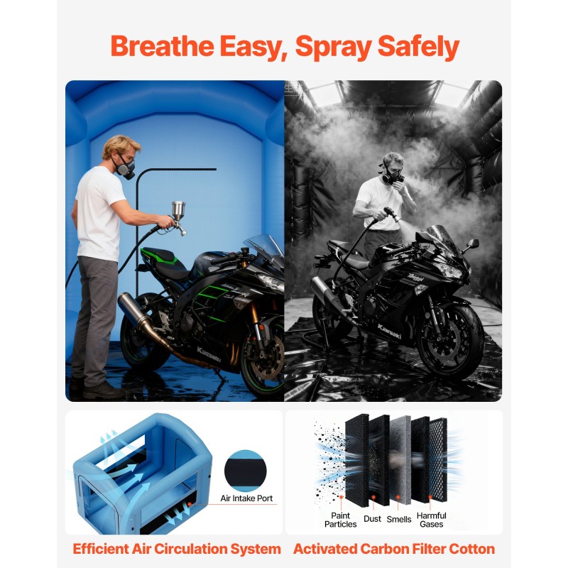 Puhallettava maalausteltta 3 x 2,5 x 2,5 m Oxford-kangas 550W puhallin