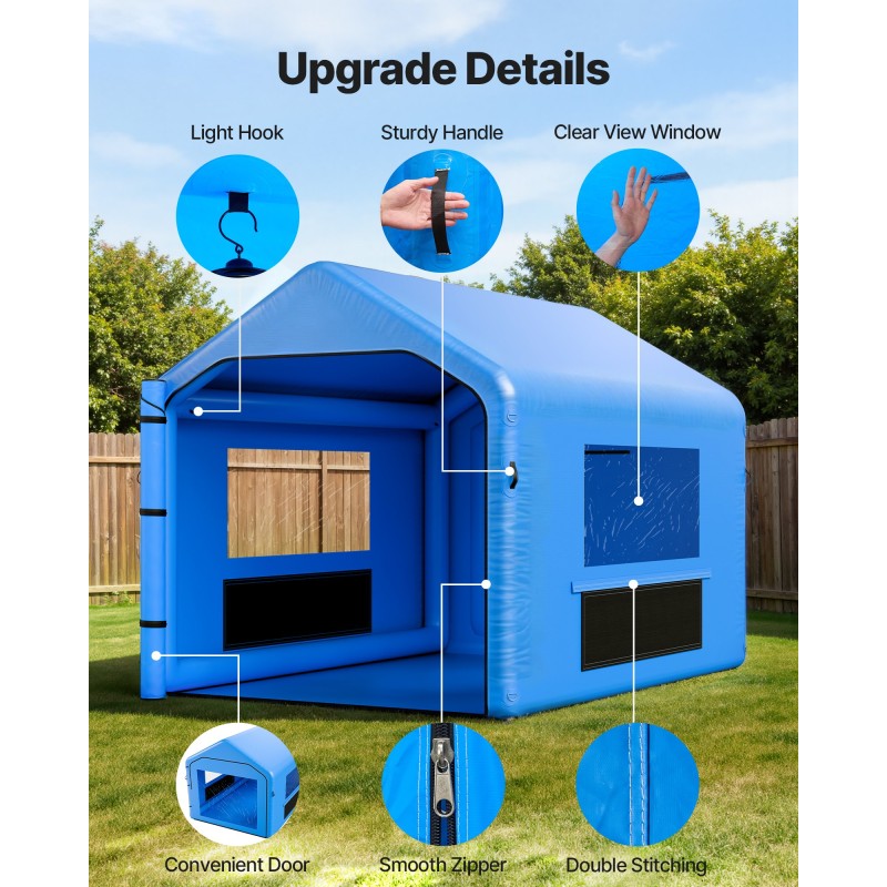 Puhallettava PVC-muovinen maalausteltta 4x3x2.8 m 750 watin puhallin