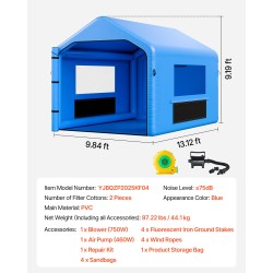 Puhallettava PVC-muovinen maalausteltta 4x3x2.8 m 750 watin puhallin