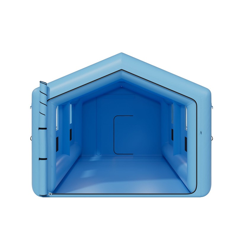 Täytettävä maalausteltta 12x5x4 metriä oxford-kangas kolmiokatto ilmanpuhdistus