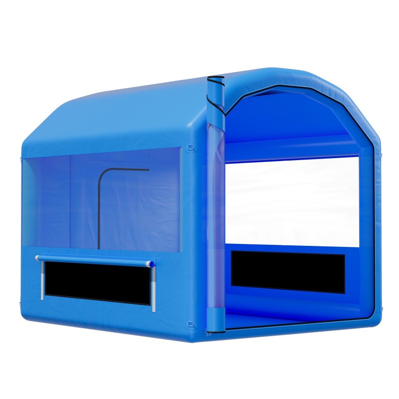 Ilmatäytteinen PVC-maalauskoppi 3 x 2,5 x 2,5 m pienajoneuvojen maalaamiseen 550W puhallin