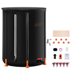 Taittuva sadetynnyri 380 L 1000D PVC akryylisellä vesitasoputkella pikaliitosventtiilillä ja hanalla