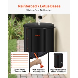 Taitettava sadevesitynnyri 380-litrainen 1000D PVC-materiaalinen musta hana ja mittaputki