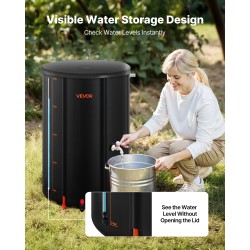 Taitettava sadevesisäiliö 250 l 500D PVC 8 tukitangolla akryylimittarilla verkkokannella