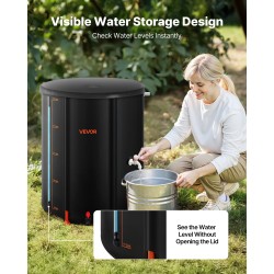 Taitettava sadevesitynnyri 201 litraa PVC-muovi hana verkkokansi tukitangot puutarhaan