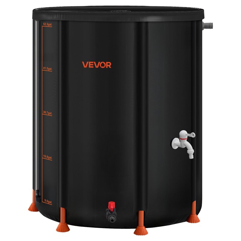 Taitettava sadevesitynnyri 201 litraa PVC-muovi hana verkkokansi tukitangot puutarhaan