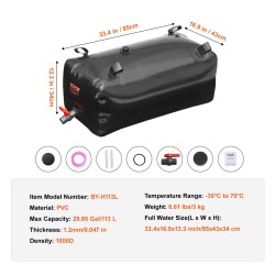 Taitettava PVC-vesisäiliö 113,2 l 1000D sadeveden keräykseen ja hätävesivarastoksi