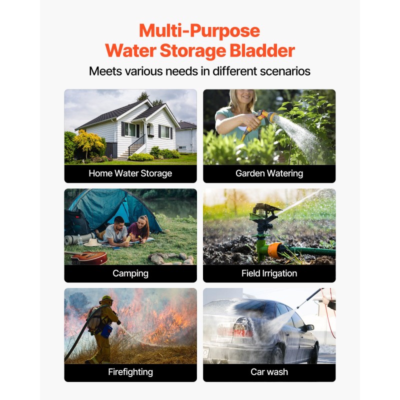 Taitettava vesisäiliöpussi 1000 l PVC-muovi 1000D kaksikerroksinen puutarha leirintä asuntoauto