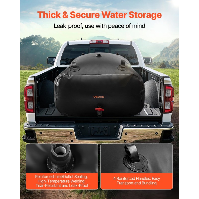 Taittuva vesivarastosäiliö 540L 1000D kaksikerroksinen PVC-muovi 1,2 mm puutarhaan leirintään hätäkäyttöön