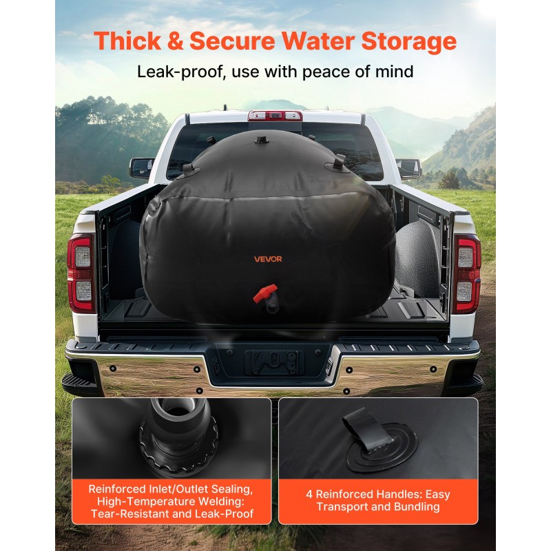 Veden varastointisäiliö 1000 l 1000D PVC-muovi kokoontaitettava musta puutarha leirintä matkailuauto hätäkäyttöön