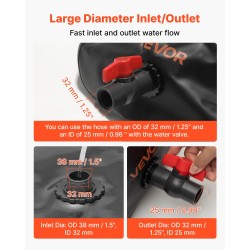 Veden varastointisäiliö 1000 l 1000D PVC-muovi kokoontaitettava musta puutarha leirintä matkailuauto hätäkäyttöön