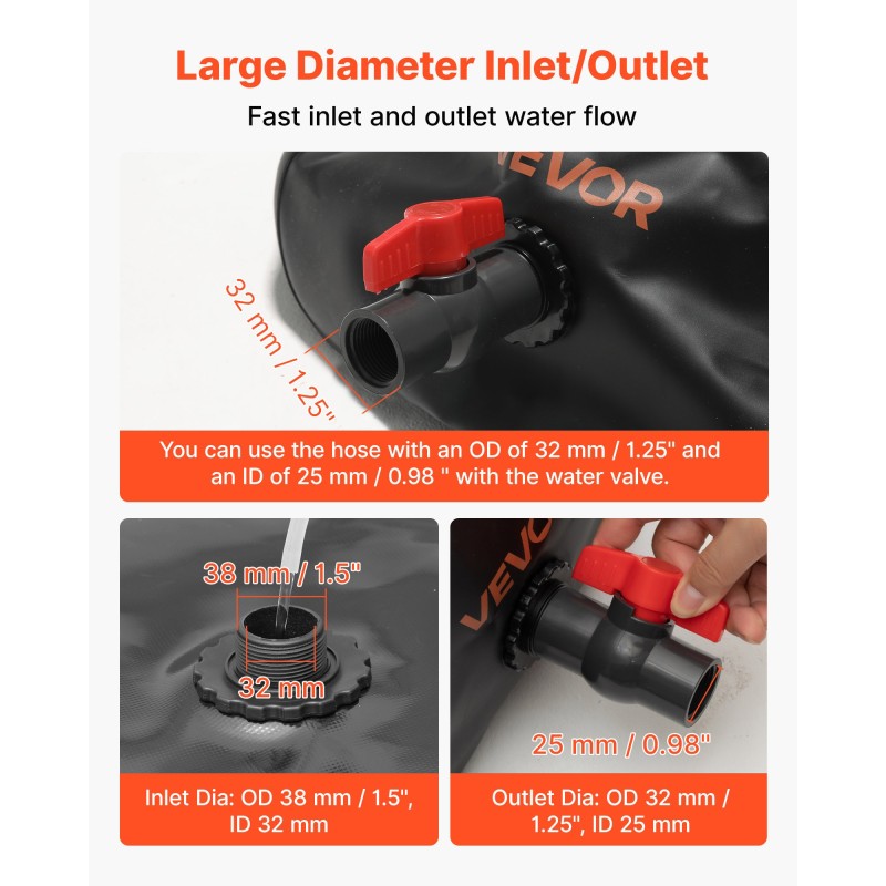 Pehmeä vesivarastosäiliö 330 L 1000D kaksikerroksinen PVC taittuva puutarhakasteluun