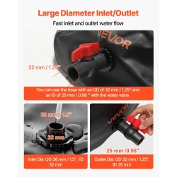 Taitettava vesipussi 113 l 1000D kaksikerroksinen PVC leirintään matkailuajoneuvoihin