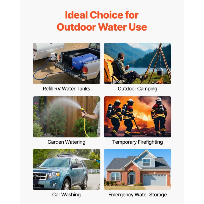 Taitettava PVC-muovinen vesipussi 113 l kaksikerroksinen vuotamaton repäisylujuinen asuntoautoihin retkeilyyn