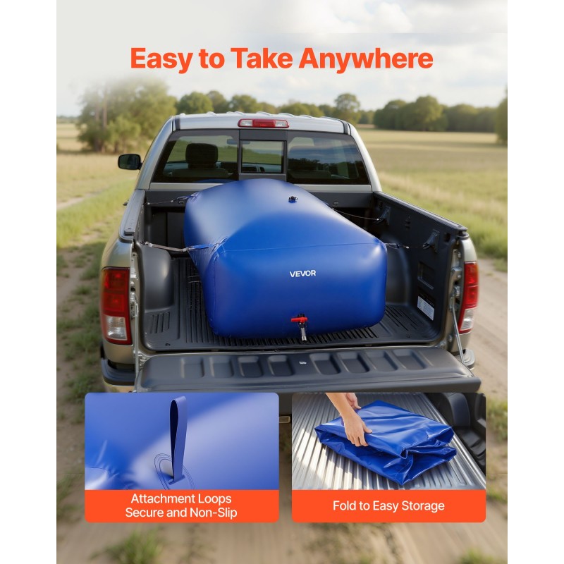 Pussimallinen PVC-muovinen vesipussi 1000 l taitettava vuototiivis ulkokäyttöön