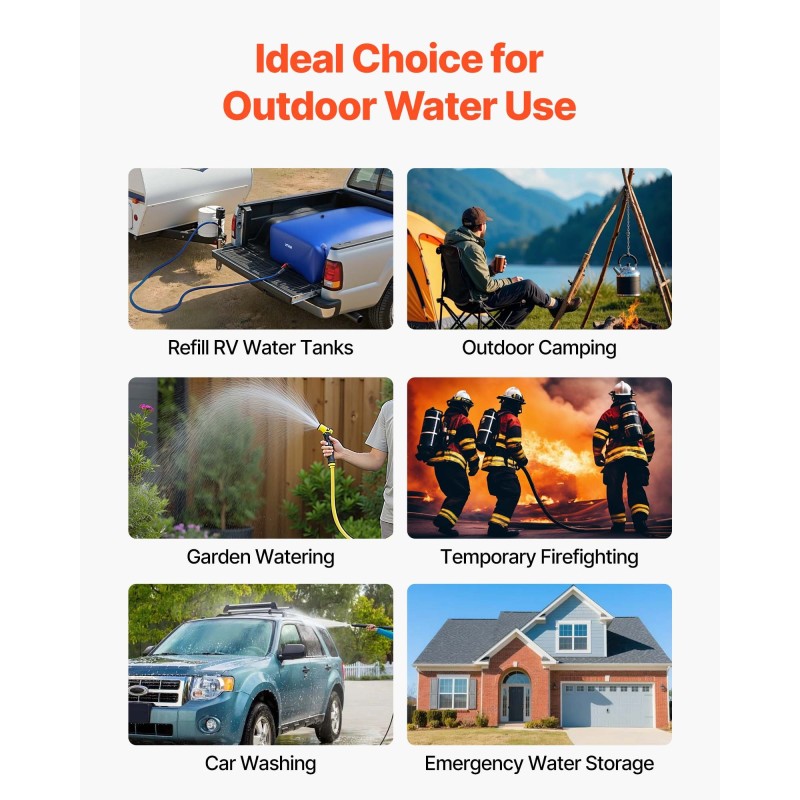 Pussimallinen PVC-muovinen vesipussi 1000 l taitettava vuototiivis ulkokäyttöön