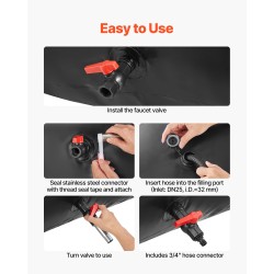 Pussimallinen vesisäiliö PVC-muovinen 540 l taitettava vuototiivis musta