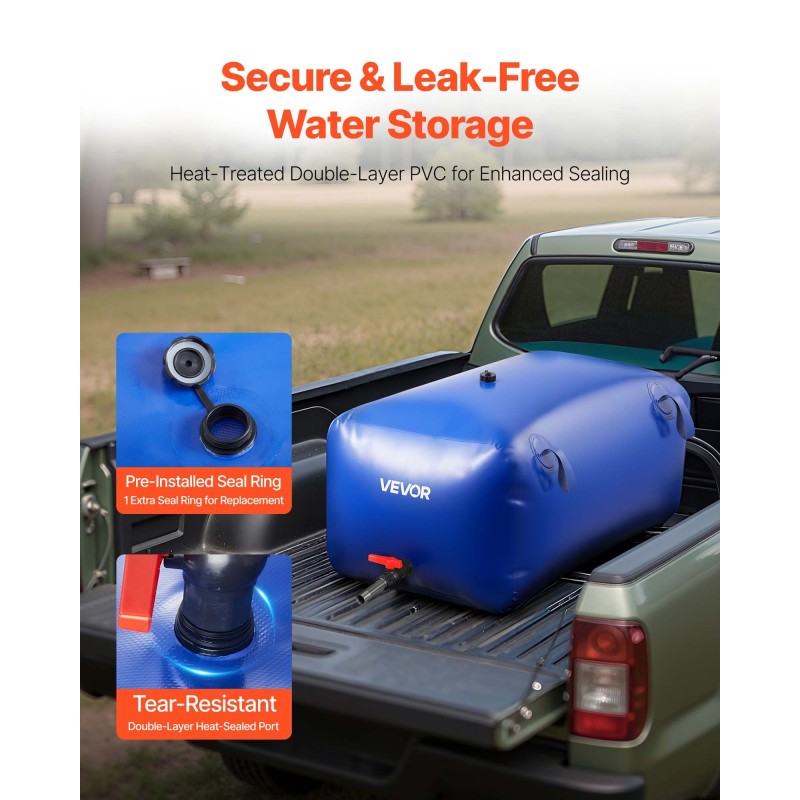 Taitettava PVC vesipussi 240 l sininen asuntoautoille ja ulkokäyttöön