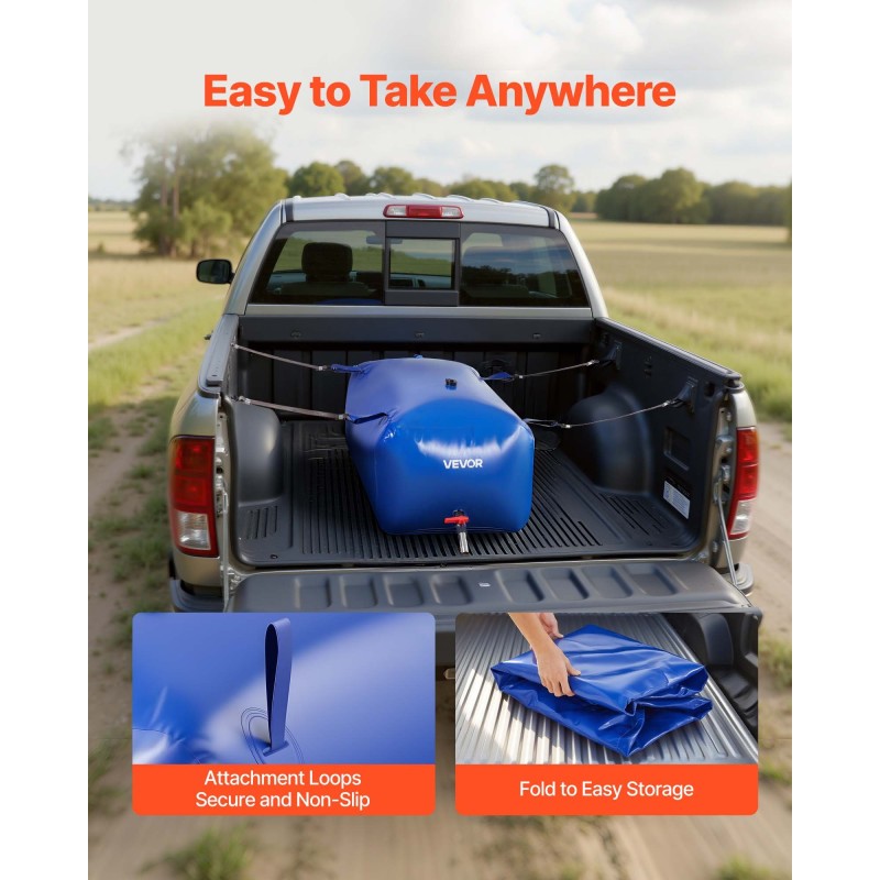 Taitettava PVC vesipussi 240 l sininen asuntoautoille ja ulkokäyttöön