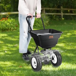 Työnnettävä sirottelija 25,5 litran säiliöllä hiiliteräsrunko 12 tuumaiset kumipyörät 25 säätöasetusta