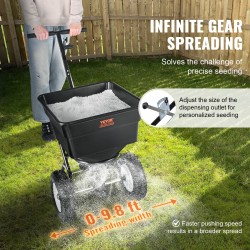 Työnnettävä levitin hiiliteräsrunko 56 l säiliö 45,4 kg kantavuus 30,5 cm pyörillä