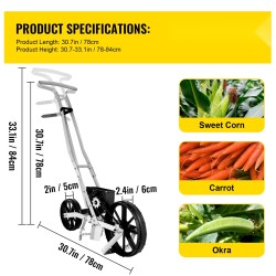 Puutarhan rivikylvökone alumiini ja ABS työntömallinen säädettävä 78–84 cm 6 kylvölaattaa