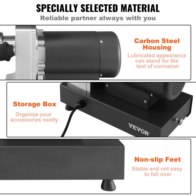 Sähkökäyttöinen lihamylly 1100W 450 kg/tunnissa hiiliteräsrunko 304-ruostumattomat teräsosat makkaran täyttövarustus