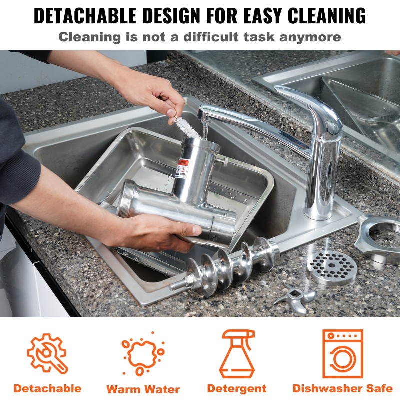 Sähköinen lihamylly 304-ruostumatonta terästä 650W 3,8 kg/min 3 jauhatuslevyä