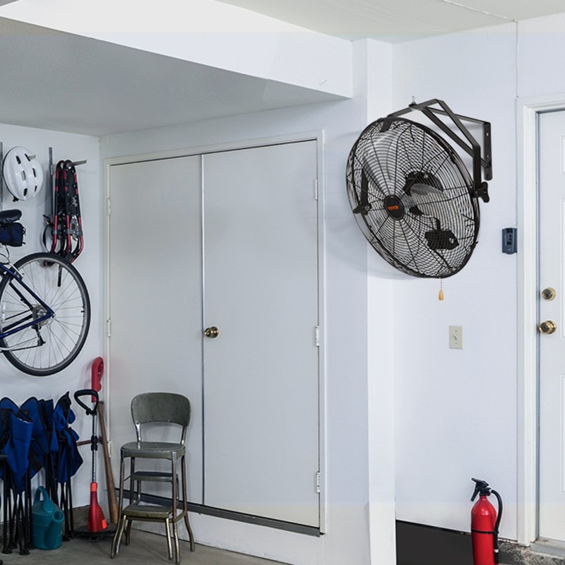 Seinäkiinnitteinen vesisuojattu 57 cm täysmetallinen tuuletin 3 nopeustasoa varastoihin ja kasvihuoneisiin