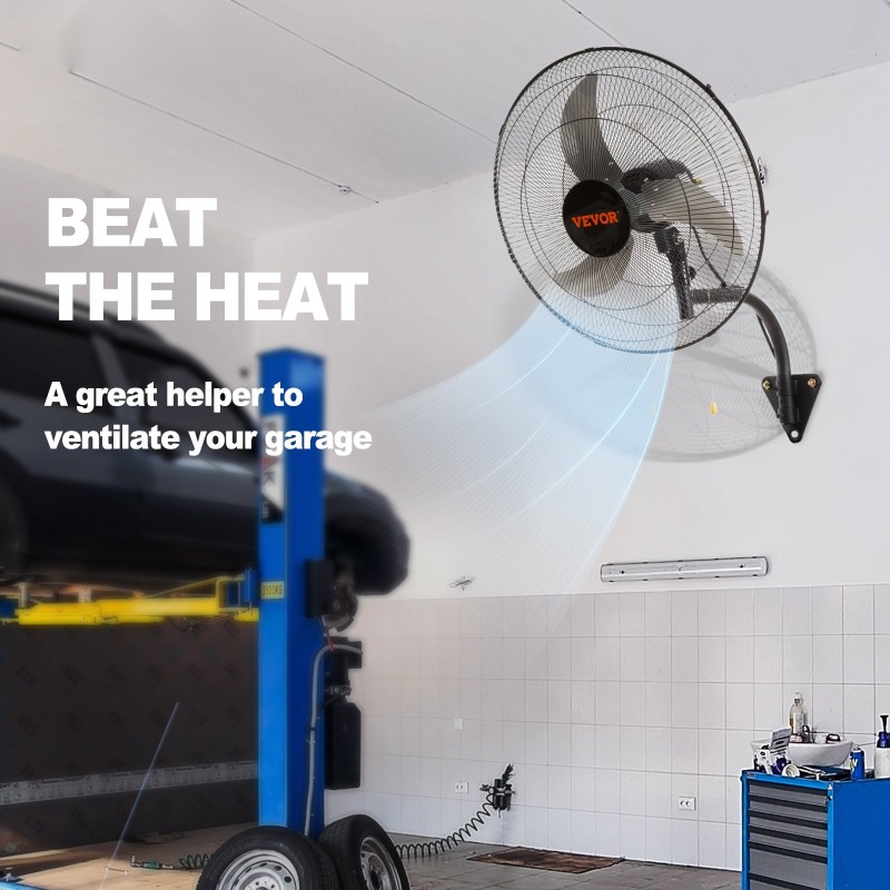 Seinäkiinnitteinen täysmetallinen tuuletin 44 senttimetrin 3 nopeutta musta kotiin ja teollisuuteen