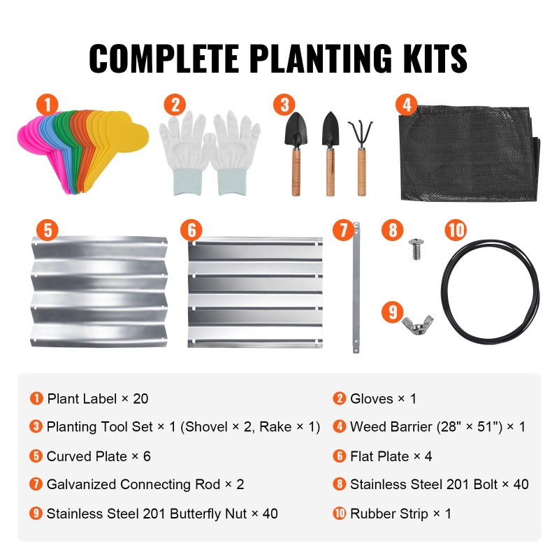 Korotettu galvanoitu metallinen kasvatuslaatikko avoin pohja kukille ja yrteille